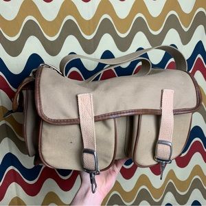 Vintage Canvas Bag with Leather Trim GUC